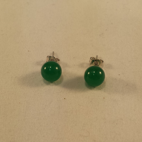 Jewelry 18k White Gold Filled Jade Ball Stud Earrings 8mm Poshmark